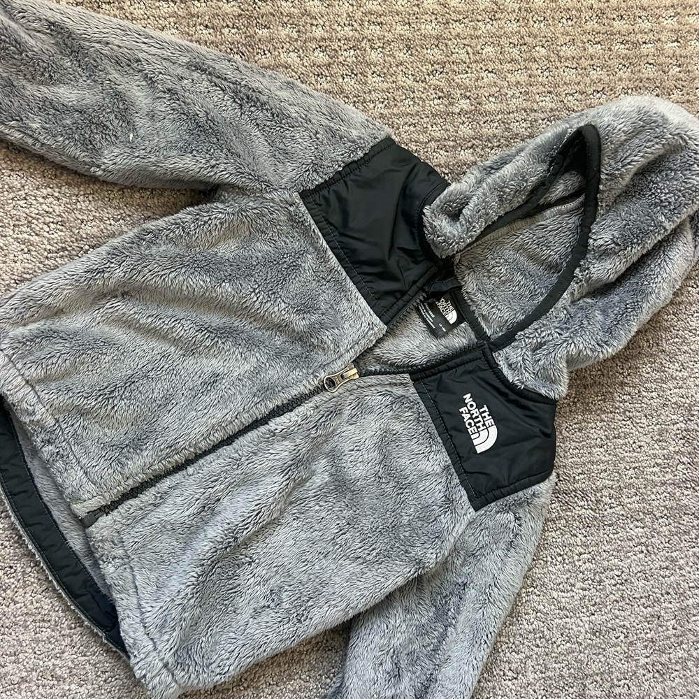 The North Face Kids Gray and Black Fleece Puffer Jacket